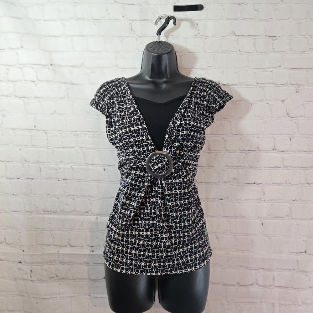 Y2K Cocomo‎ Babydoll Top Sz Lg Black Polka Dot Empire Tie Waist Retro Fairy 90s